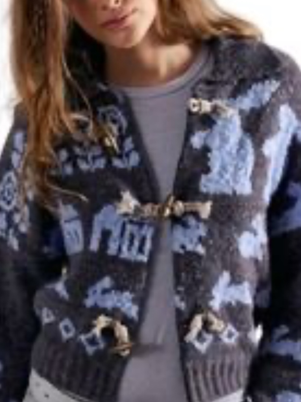 Free People Home Sweet Home Cardi in Charcoal Peri Combo NWT Medium